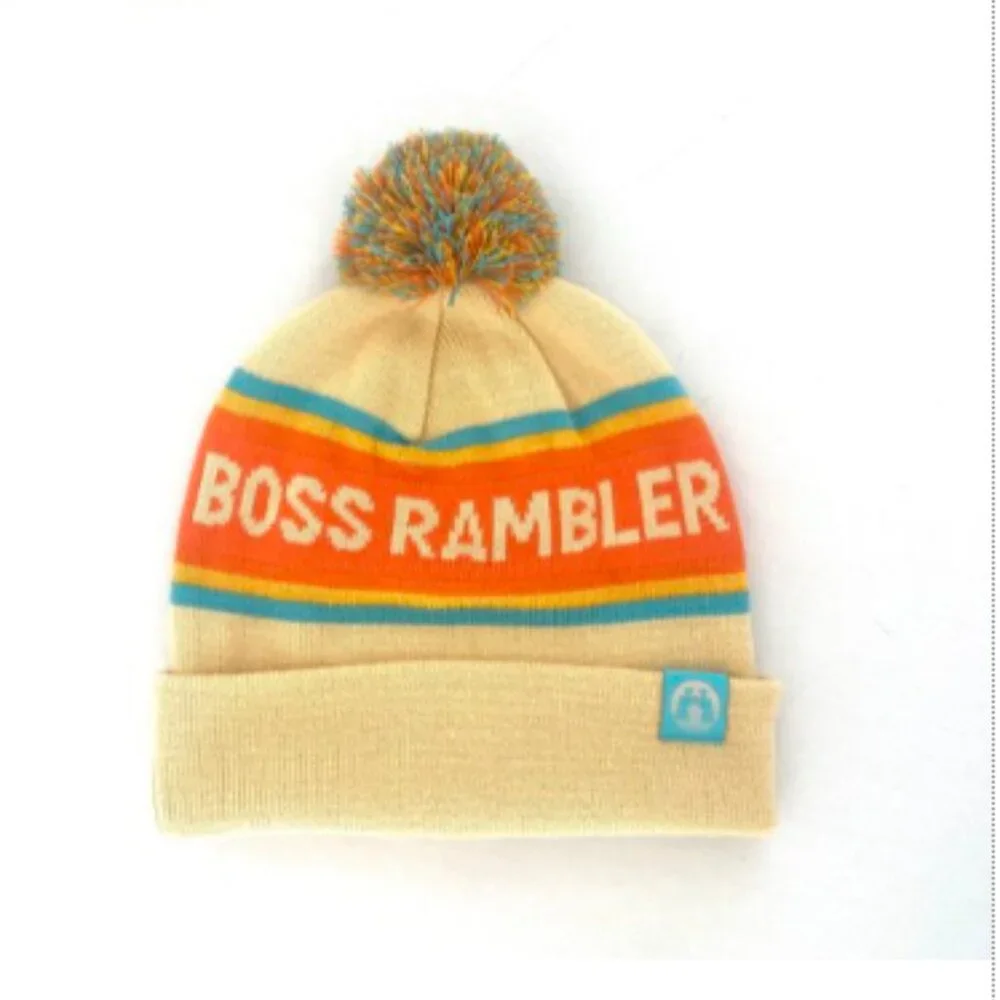Boss Rambler Beer Club Pom Pom Ski Beanie Retro Après Ski Knit Hat